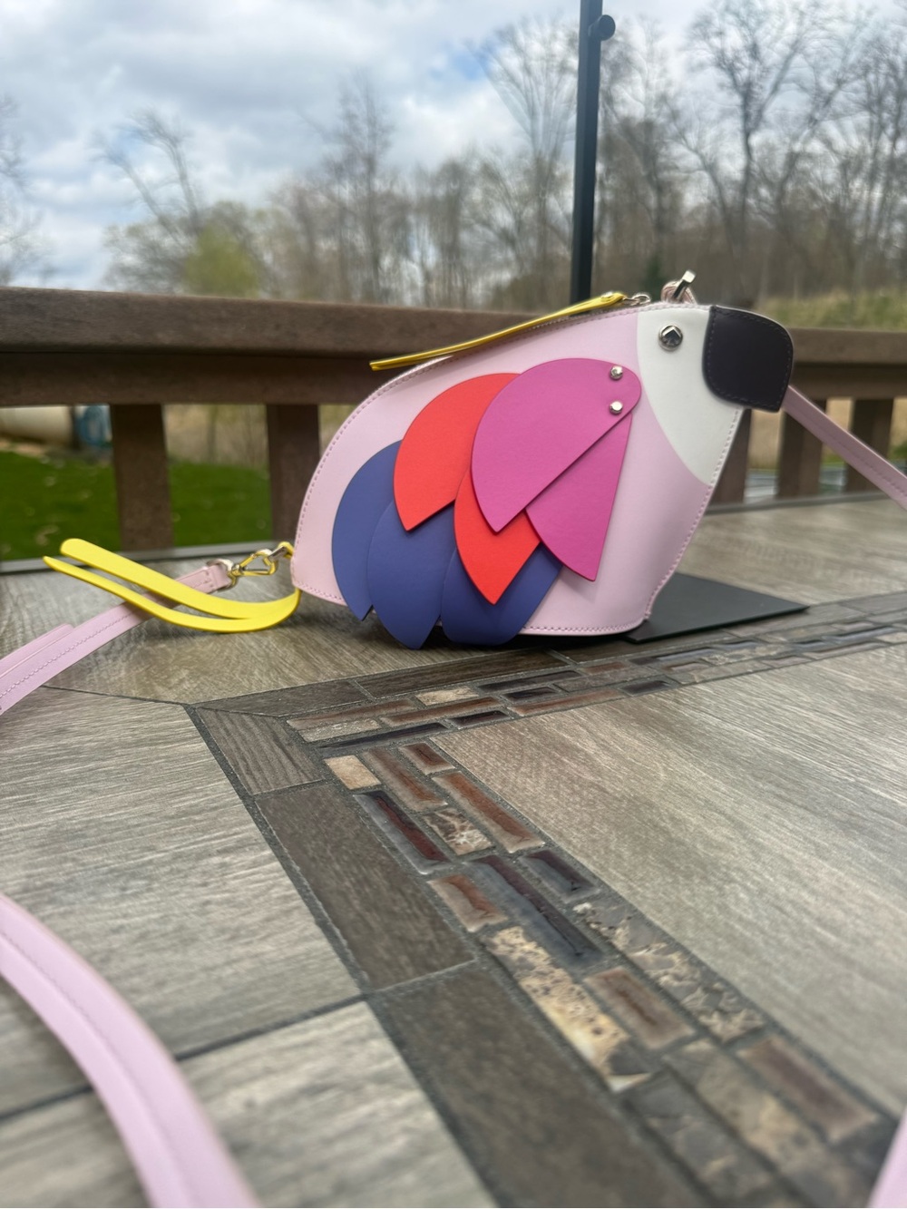 NWOT Kate Spade Parrot Flock Party crossbody bag smooth multicolor pink leather - Picture 5 of 12